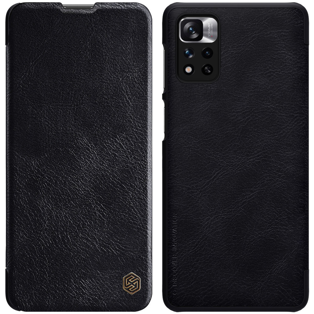 Nillkin Qin Case etui do Xiaomi Poco X4 Pro 5G osłona na aparat kabura pokrowiec obudowa z klapką czarny