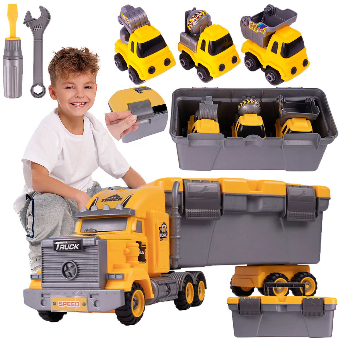 DUŻA CIĘŻARÓWKA AUTO ZESTAW DO SKRĘCANIA laweta XL Z517