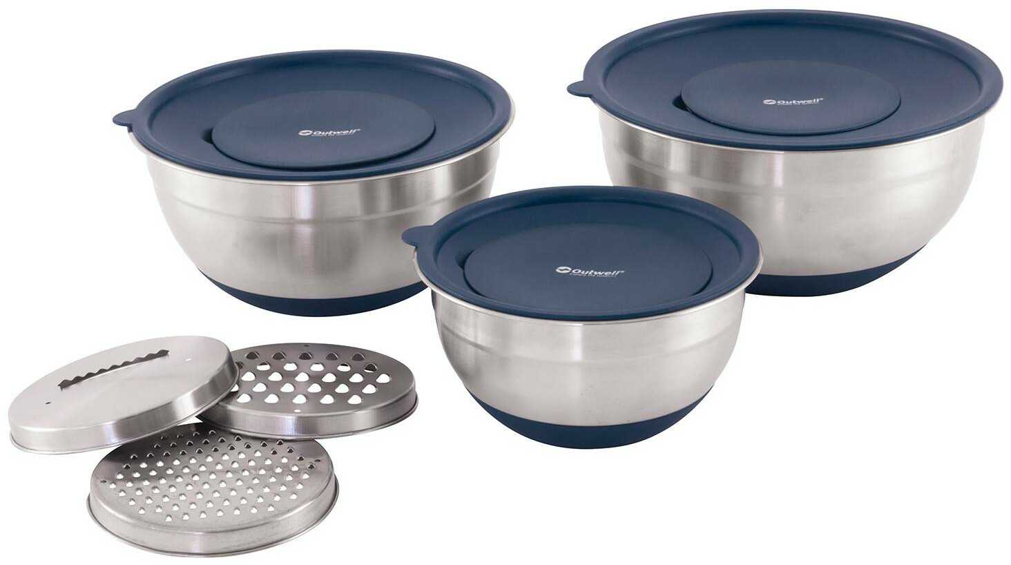 Zestaw naczyń Outwell Chef Bowl Set with Lids & Graters - silver