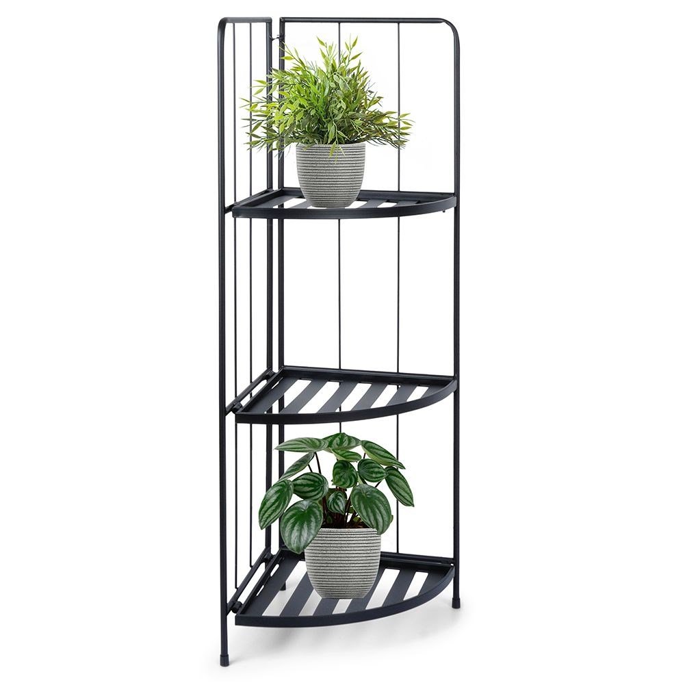 Kwietnik metalowy czarny narożny 90 cm stojak regał