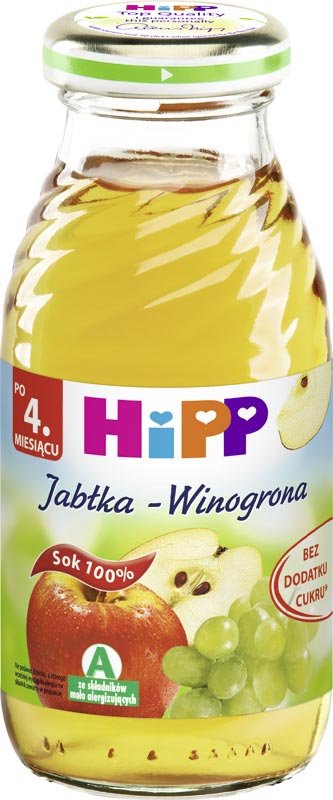 Hipp Sok BIO - jabłko-winogrona - bez glutenu, laktozy, cukru i dodatków