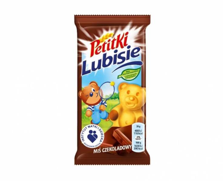 LU Ciastko biszkoptowe z nadzieniem Petitki Lubisie Miś czekoladowy 30 g