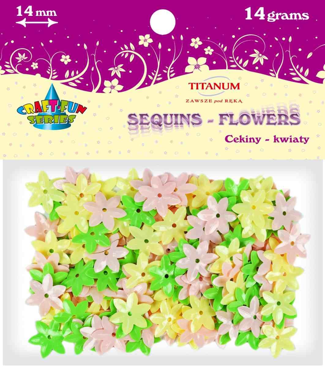 TITANUM Cekiny TITANUM kwiatki pastel mix 14mm 14g 242727
