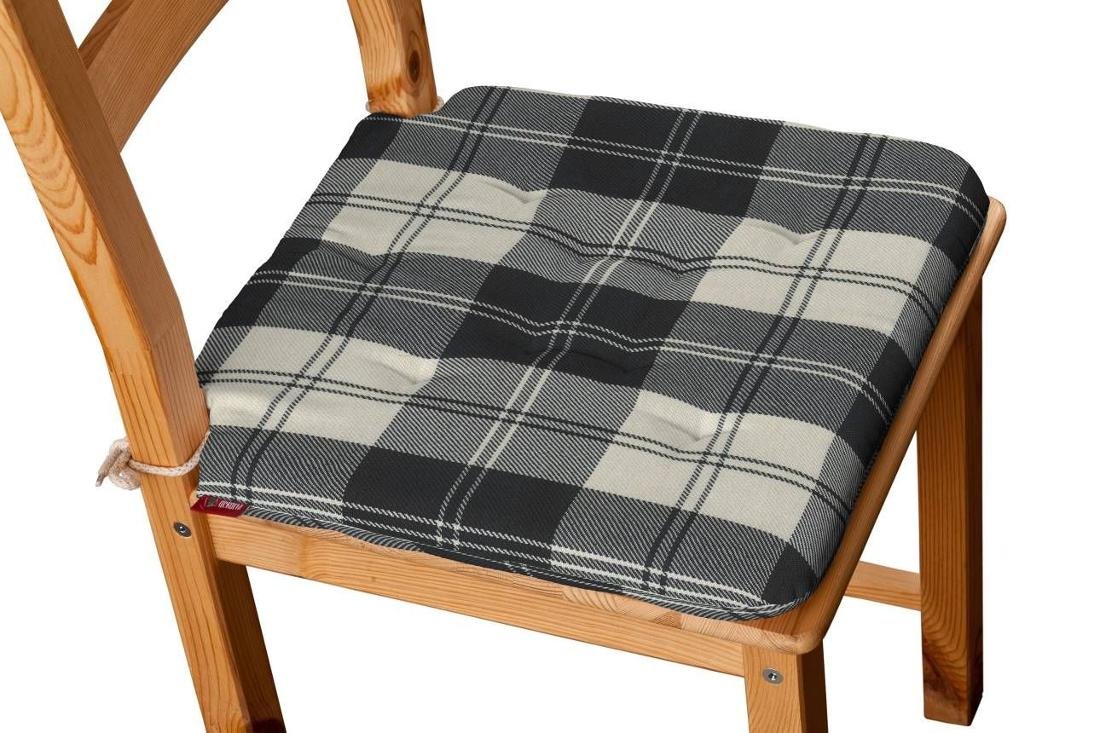 Dekoria Siedzisko Olek na krzesło krata czarno-biała 42 × 41 × 3,5 cm Edinburgh 225-115-74