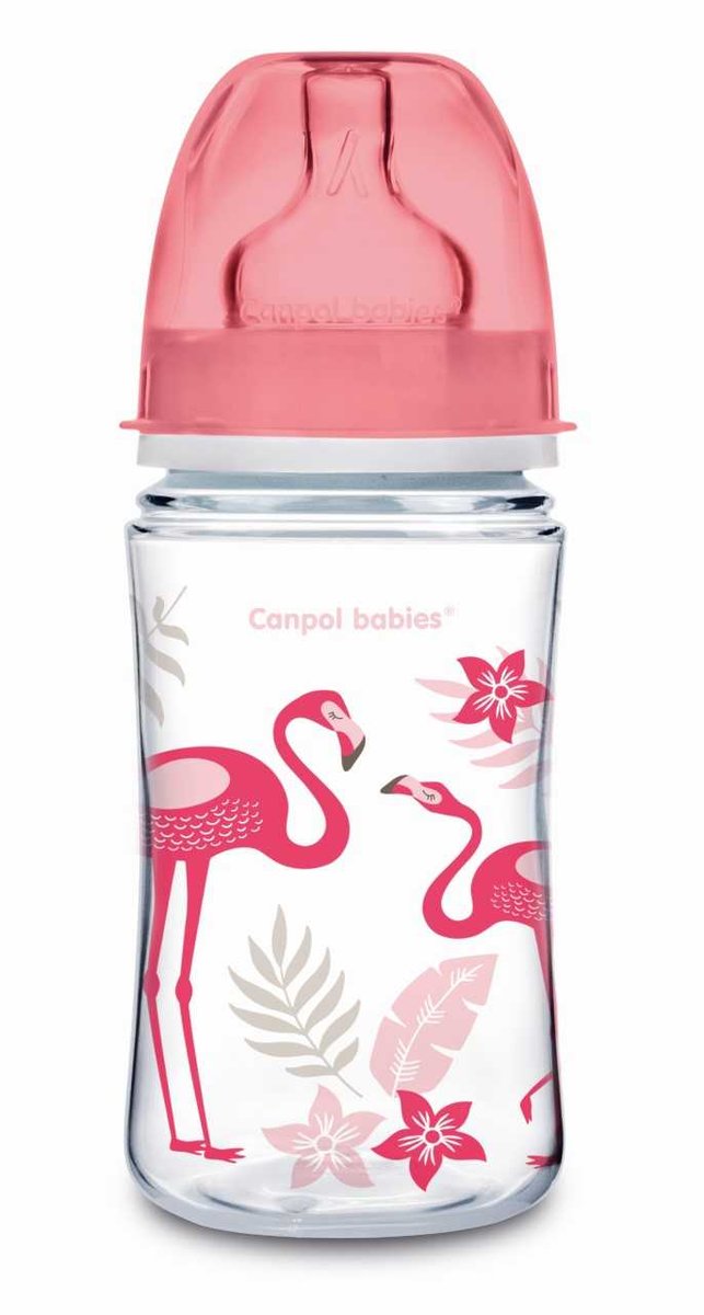 Canpol babies Canpol Antykolkowa butelka szeroka EasyStart JUNGLE 240 ml pink