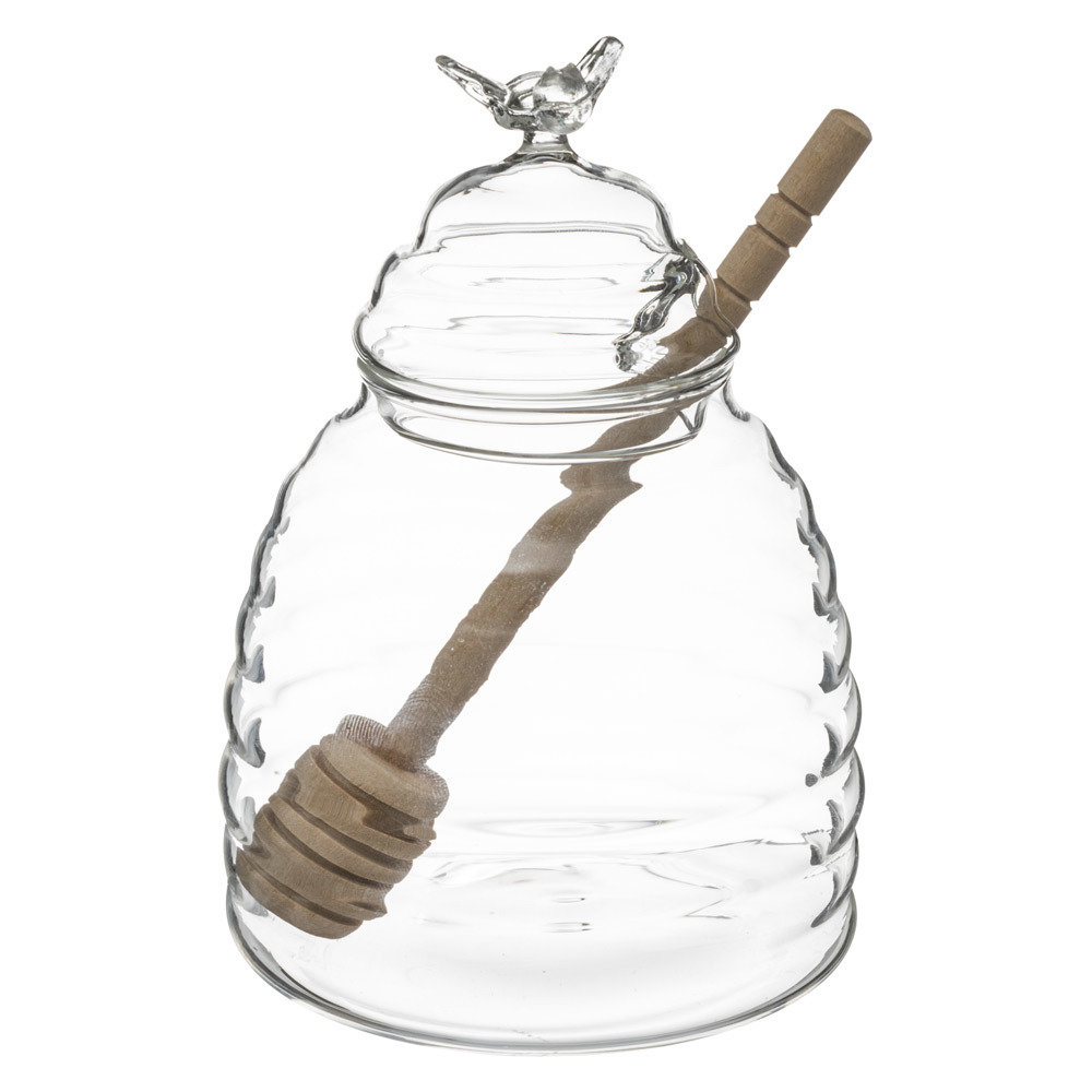 Secret de Gourmet Duży słoik do przechowywania miodu z łyżką słoiki ozdobne szklane pojemniki na żywność słoiki na miód słoiki dekoracyjne 160613