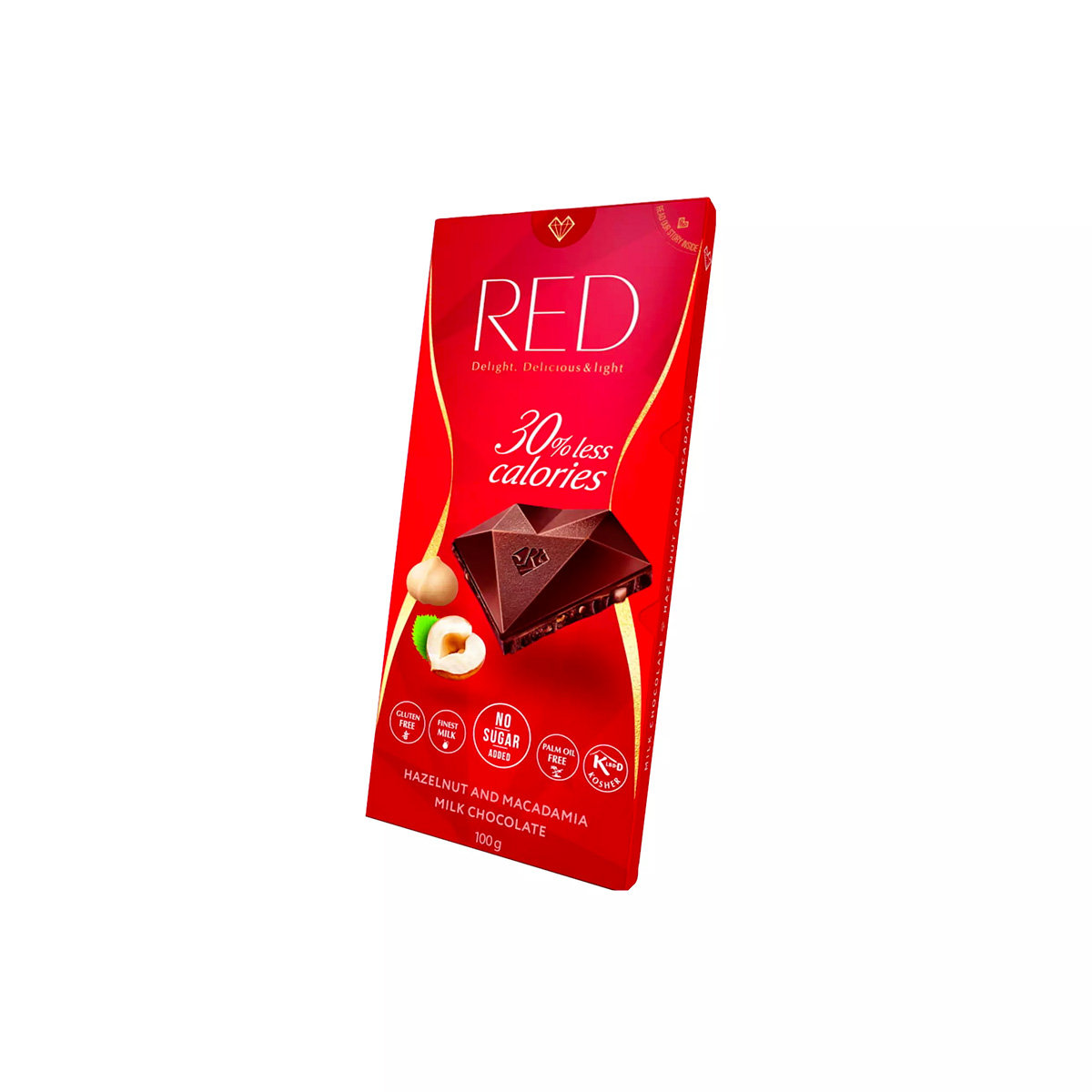 Red | Chocolette S.A., Rue Adrien-Lachenal 26, Gen Red | Chocolette S.A. Rue Adrien-Lachenal 26 Gen Czekolada RED mleczna bez cukru z orzechami 100 g Red M00-DEA6-87082