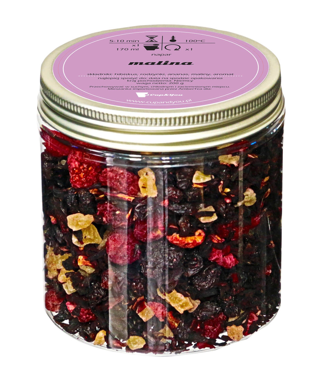 Herbata owocowa smakowa CUP&YOU, malina, 200 g
