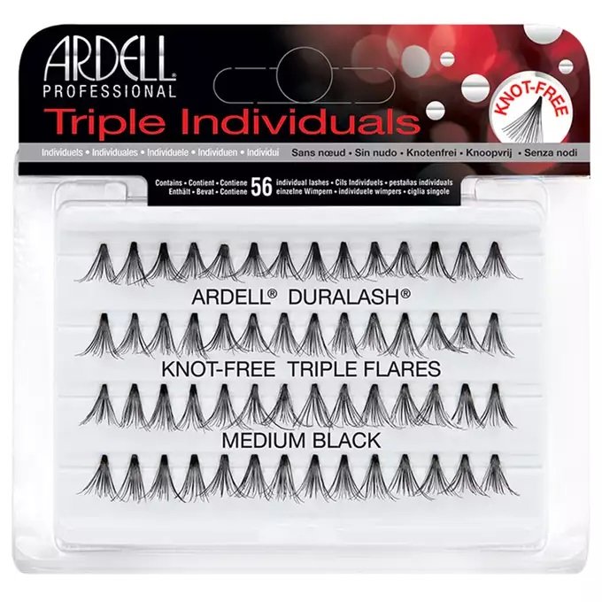 Ardell Triple Individuals - Zagęszczone kępki rzęs - KNOT-FREE TRIPLE FLARES - MEDIUM BLACK ARDIZKRZ-IRZ-01