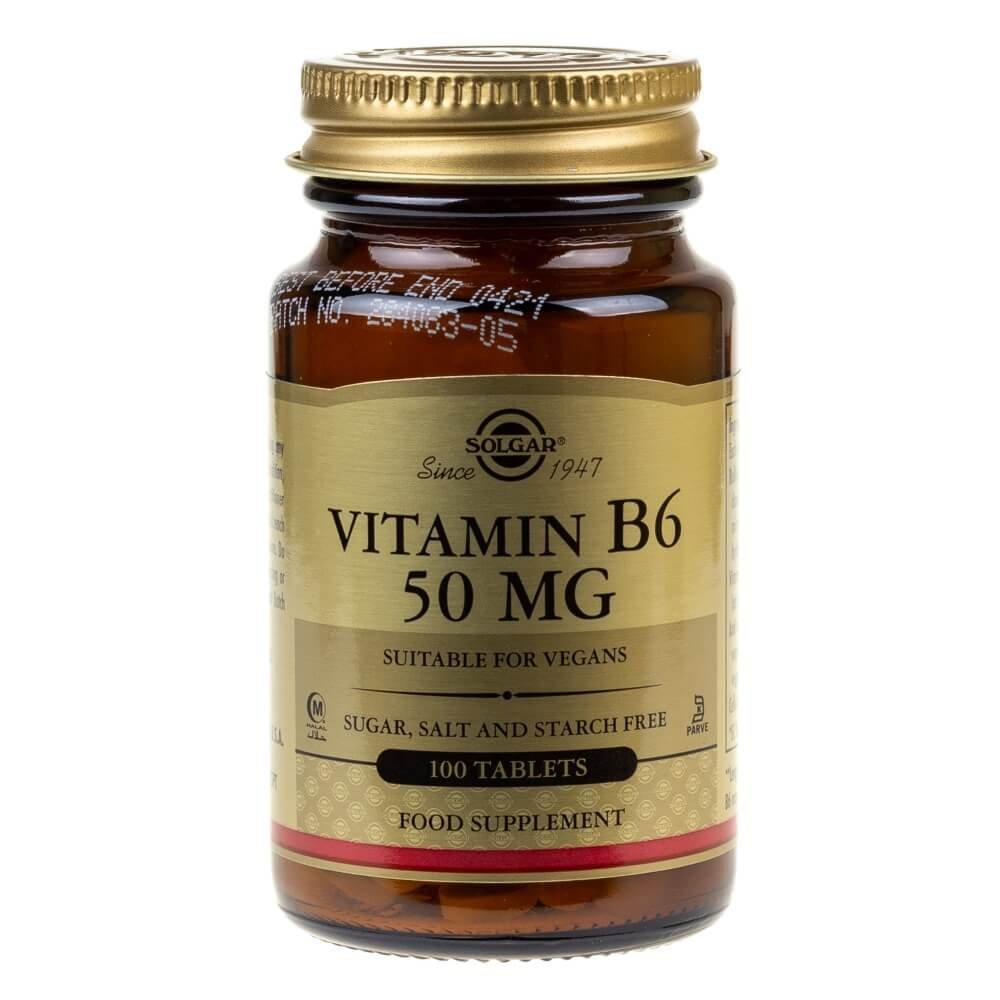 Solgar Solgar, Witamina B6, 50 mg, 100 tabletek