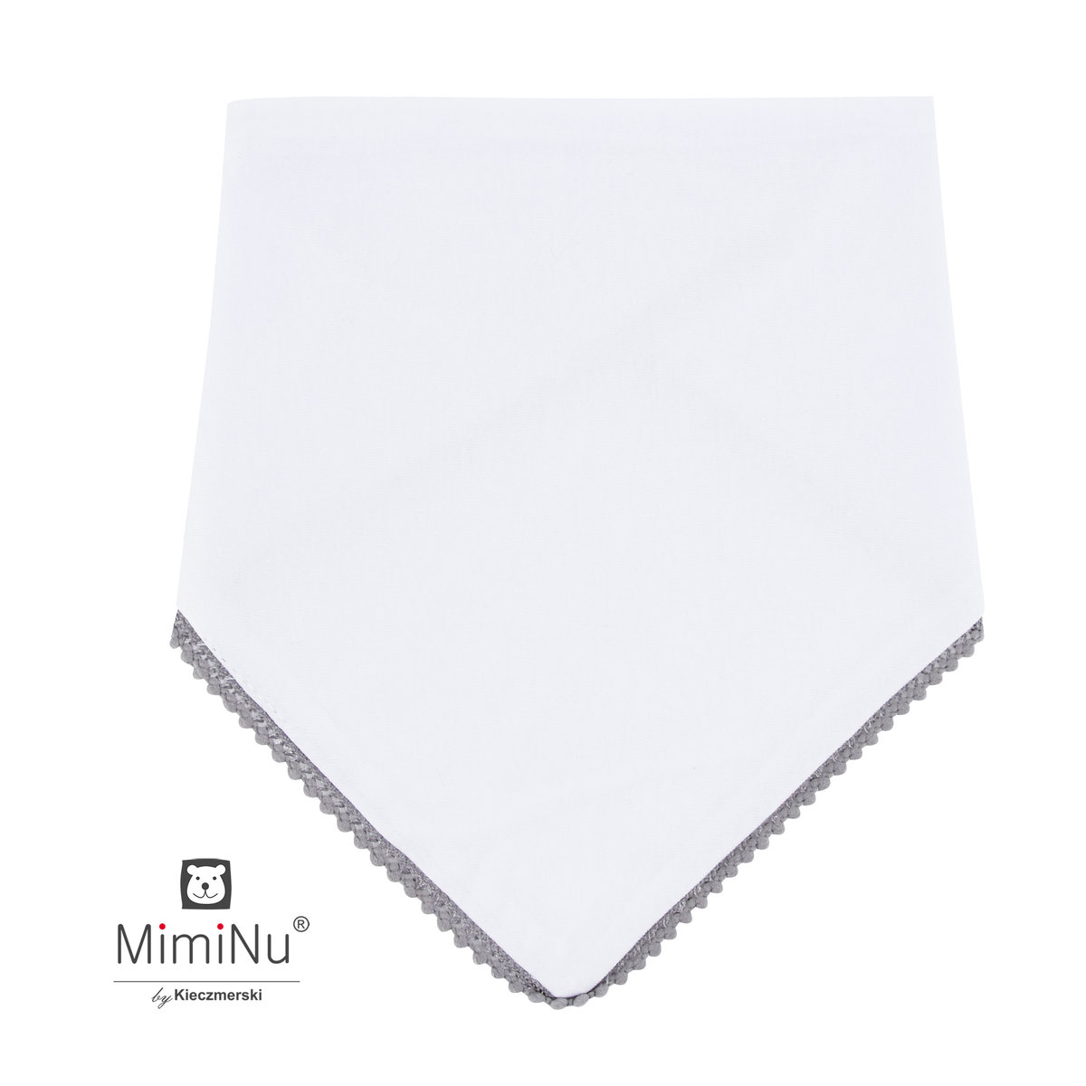 MimiNu by Kieczmerski, Apaszka-chusteczka z mini pomponikami, biały
