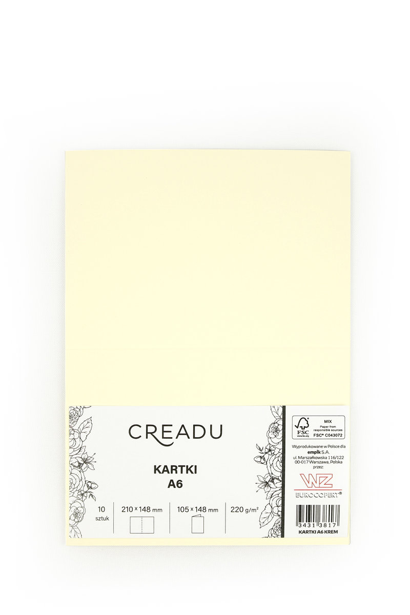 Zestaw kartek, A6, kremowy, Creadu