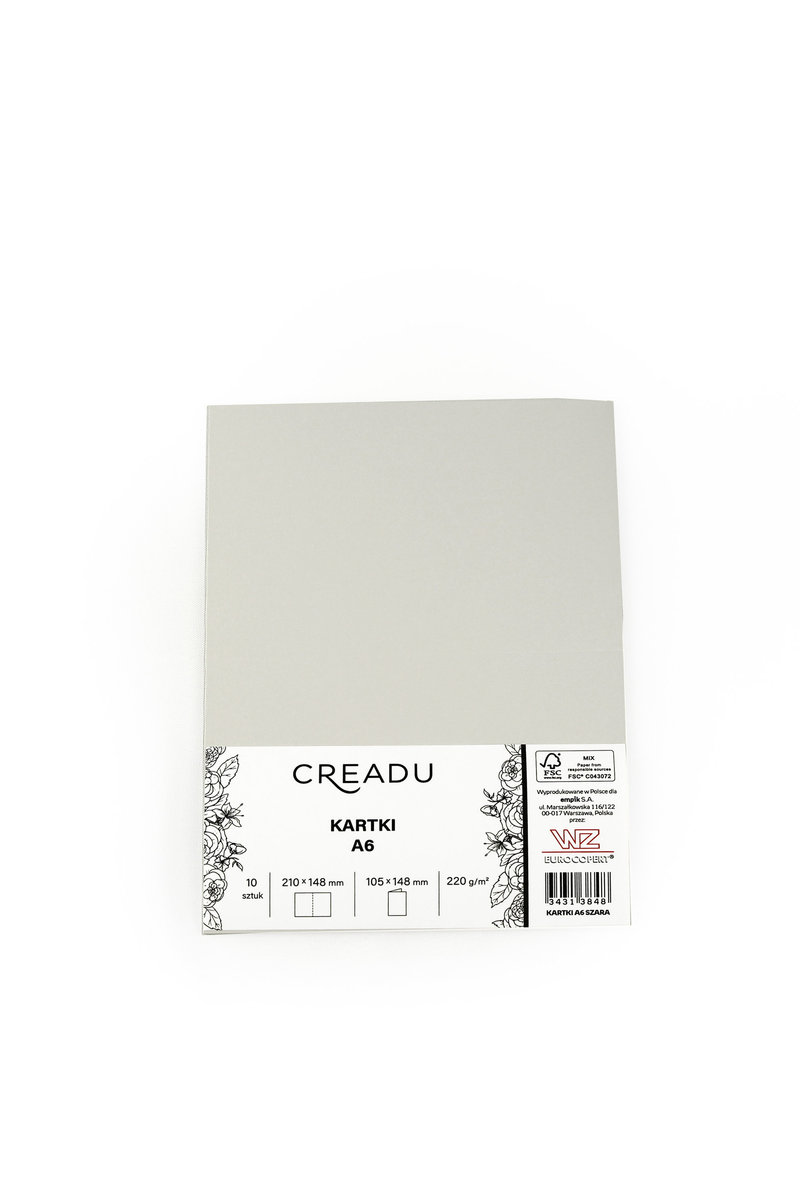 Zestaw kartek, A6, szary, Creadu