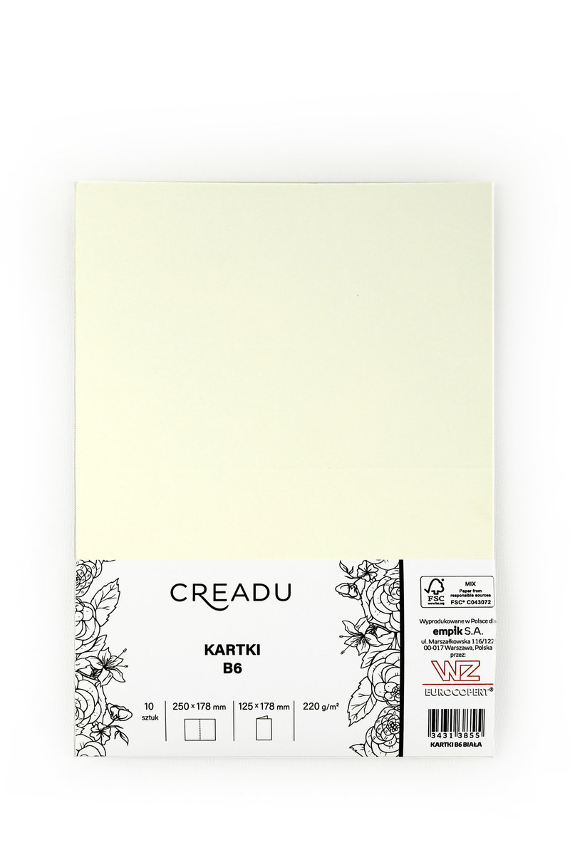 Zestaw kartek, B6, biały, Creadu