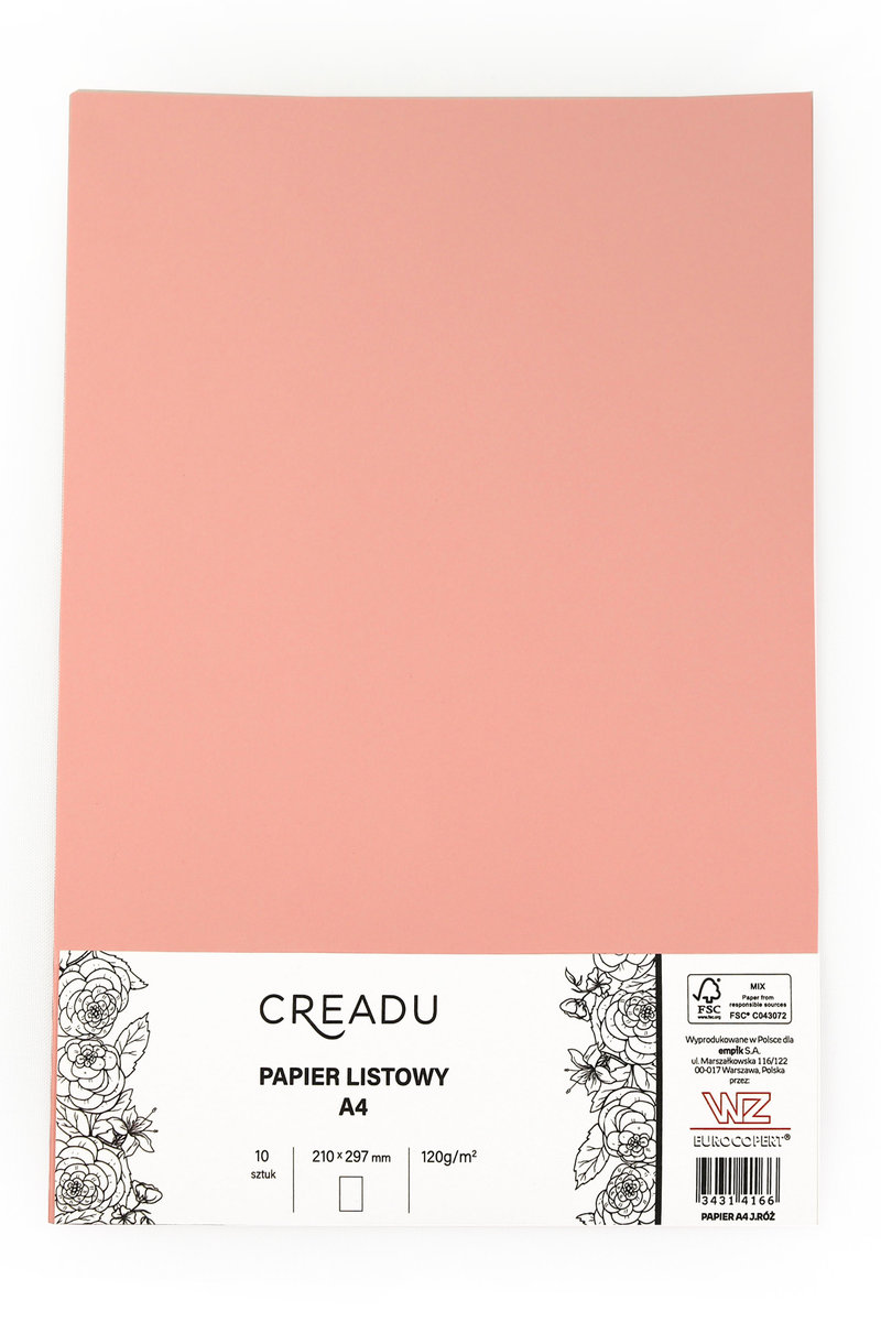 Papier listowy, A4, jasnoróżowy, Creadu