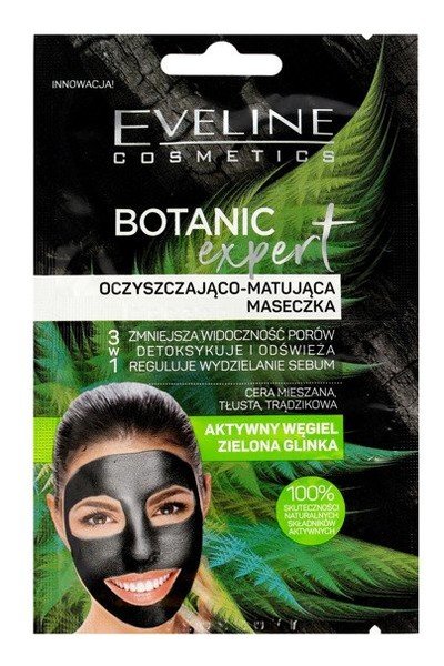 Eveline Cosmetics, Botanic Expert, oczyszczająco-matująca maseczka do twarzy 3w1, 2x5 ml