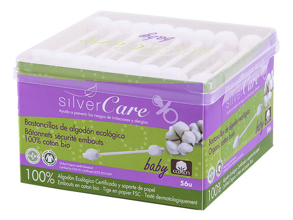 Masmi YOVEE Silver Care patyczki higieniczne do uszu z organicznej bawełny dla niemowlat i dzieci 56szt