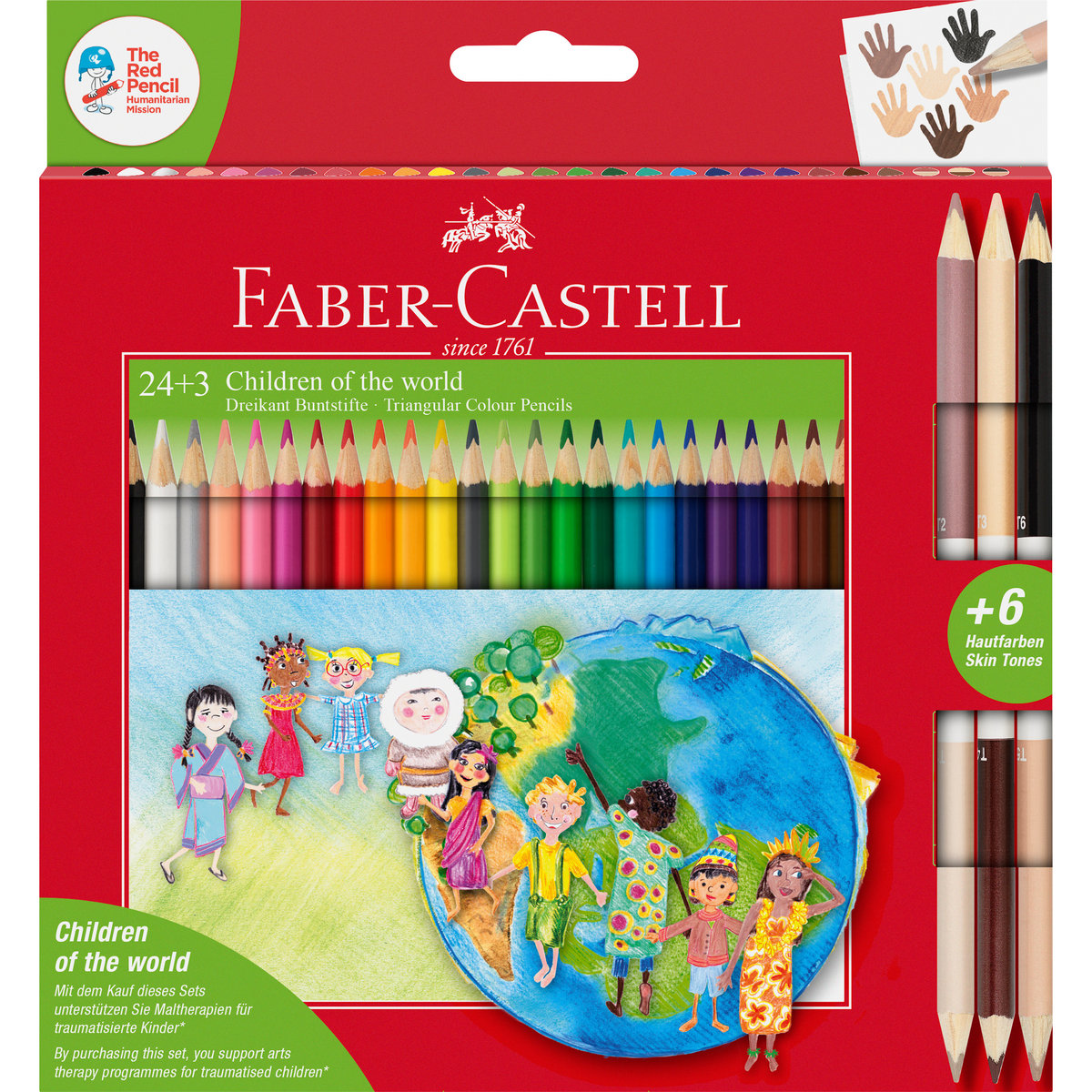 FABER CASTELL Kredki ołówkowe 24kol + 3 dwustronne Children of the world Faber Castell 201745