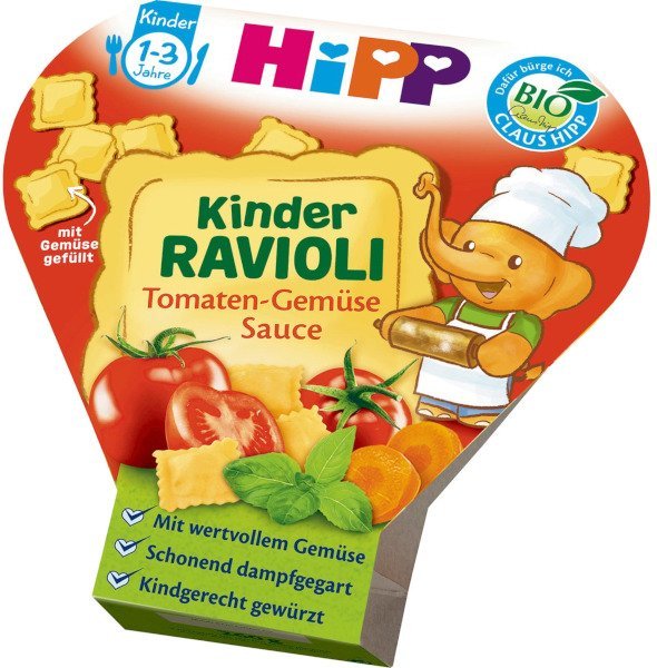 HiPP, wegetariańskie ravioli w sosie pomidorowym, 250 g