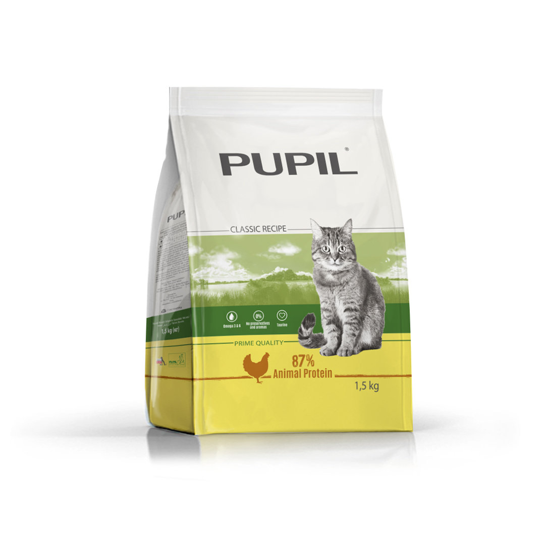 Karma sucha dla kota PUPIL Prime Quality bogata w kurczaka z wątróbką i warzywami 1,5 kg