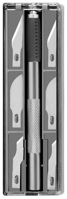 Westcott E-73000  zestaw 00 skalpel zestaw wraz z 6 różnymi nożami wyjątkowo wytrzymały metalowy uchwyt z izolacją termiczną strefą chwytu E-73000-SET 00
