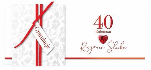Karnet okolicznościowy, 40 rocznica ślubu - rubinowa, KPAS 62