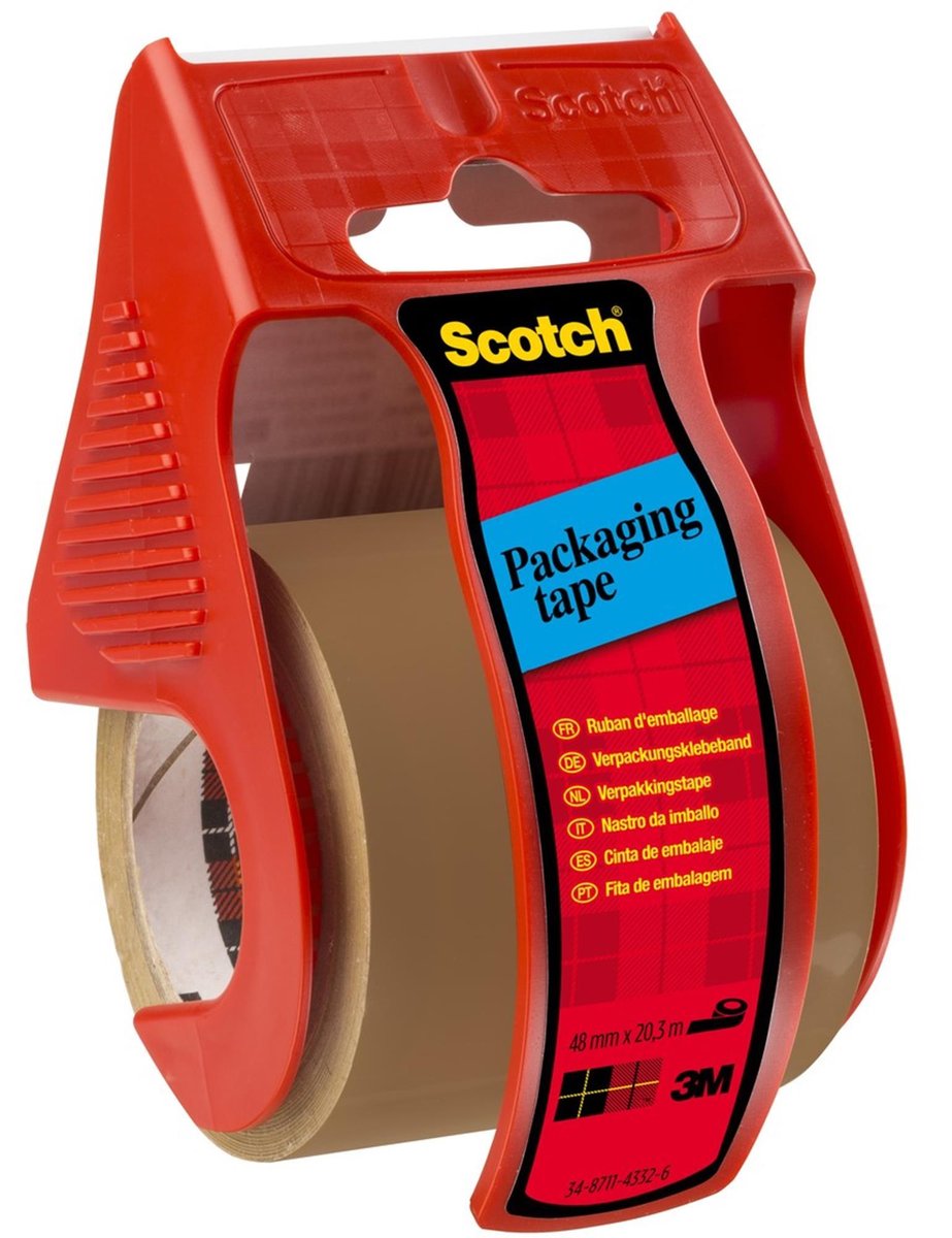Mini-Podajnik Scotch® z kauczukową brązową taśmą pakową Scotch® 48mm x 20,3m