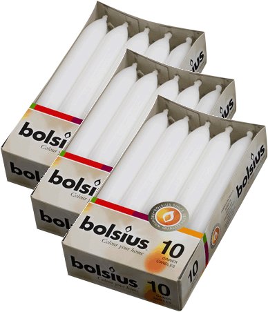 Bolsius Świeca stołowa walec 5H 17CM 30szt BIAŁA BOLSIUS9019