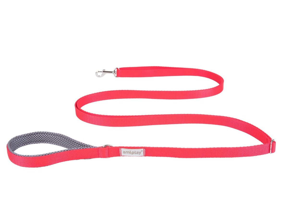 Ami Play Samba Smycz regulowana Easy Fix L 1,6-3m x 2,5cm czerwona