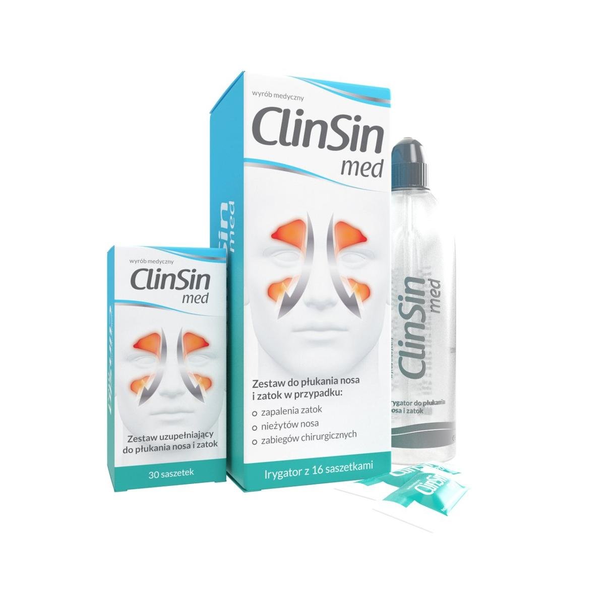 Opinie o  ClinSin Med zestaw uzupełniający do płukania nosa i zatok x 30 sasz