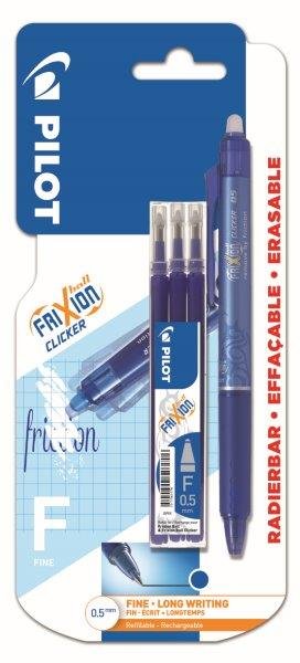 Pilot Frixion Clicker 0,5 niebieski + wkłady X3 Niebieskie