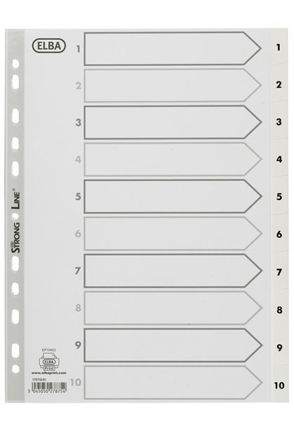 Przekładki numeryczne Elba Strong Line, A4, białe, 10 sztuk