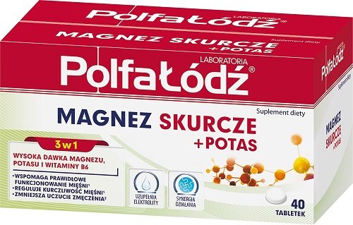 Polfa ŁÓDŹ Magnez skurcze + Potas x 40 tabl Łódź
