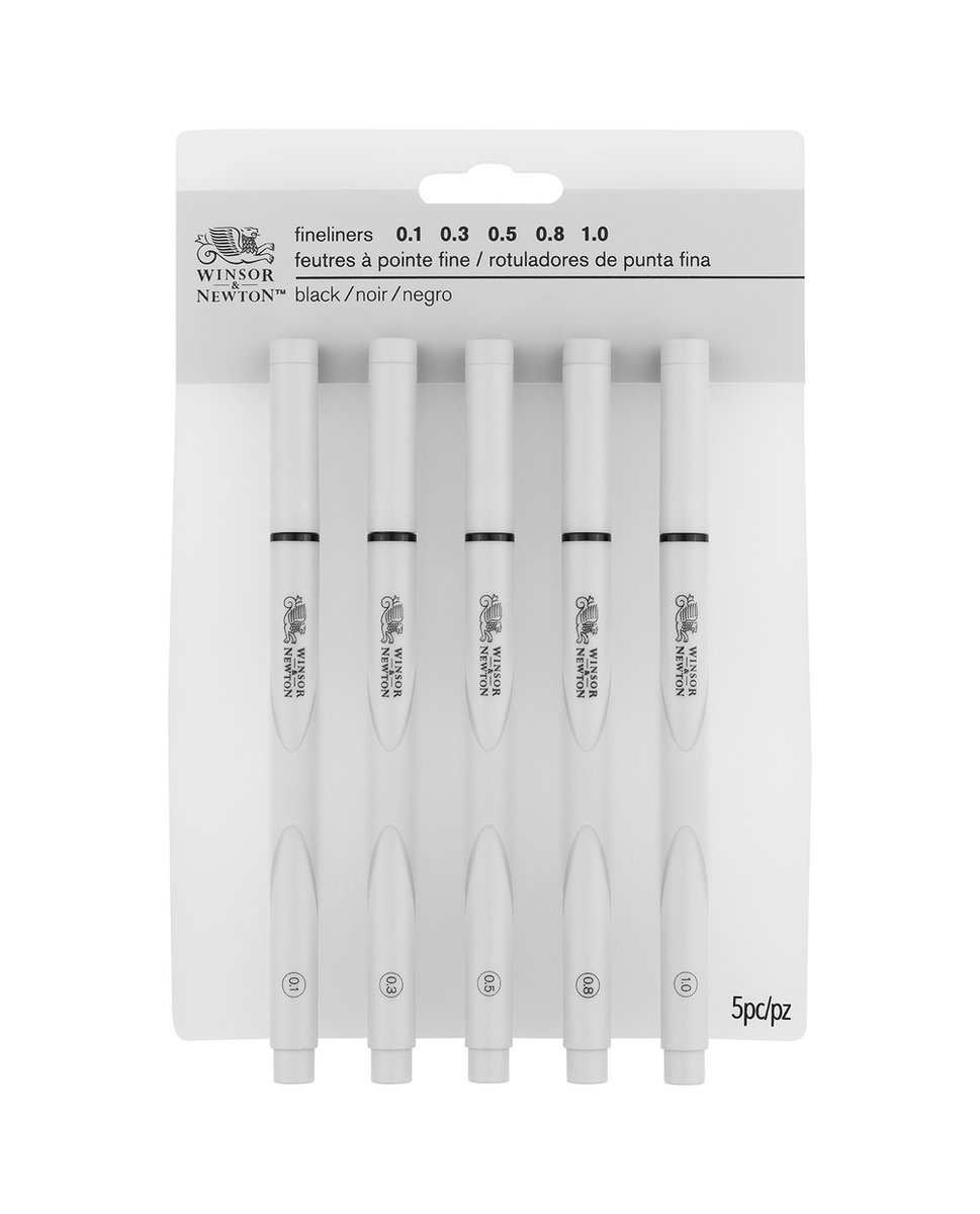 Winsor&Newton, zestaw cienkopisów z końcówkami 0.1 / 0.3 / 0.5 / 0.8 / 1.0