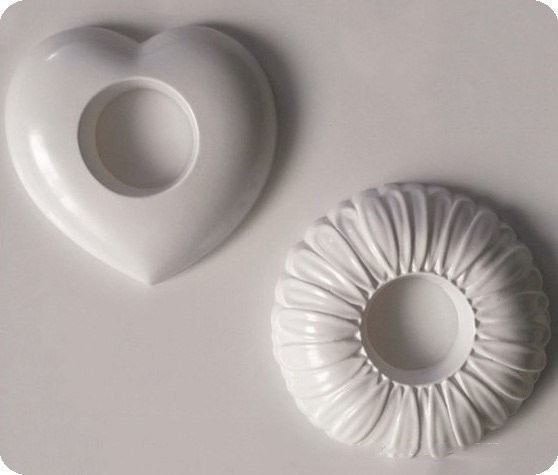 Forma do odlewów gipsu, świeczniki - serce i stokrotka, 2 elementy