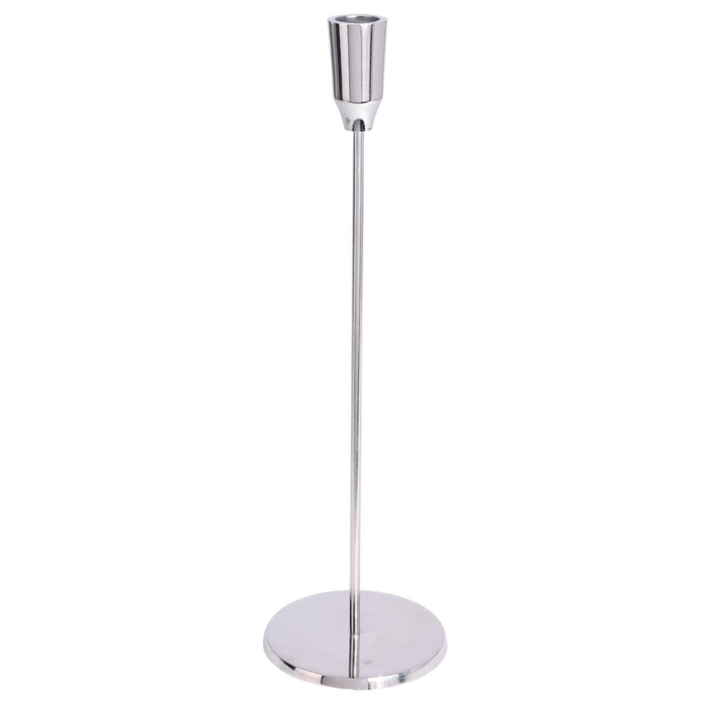 Świecznik aluminiowy srebrny 34 cm