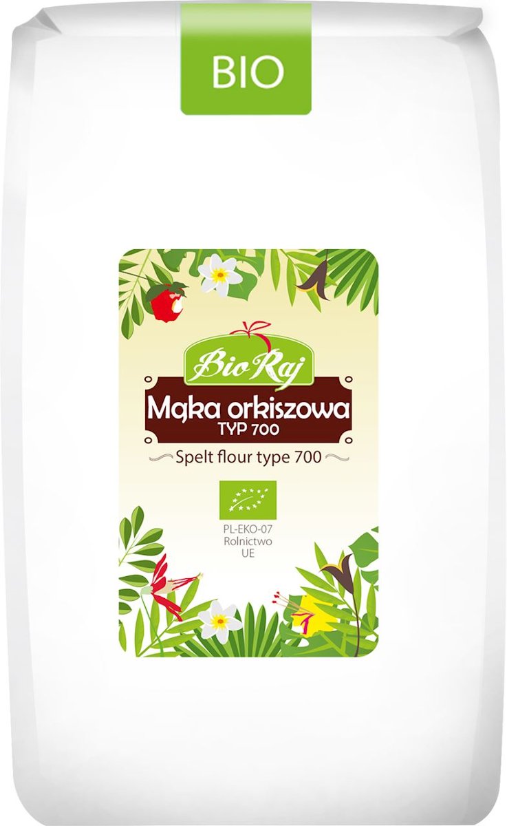 Bio Raj MĄKA ORKISZOWA BIAŁA TYP 700 BIO 1 kg -