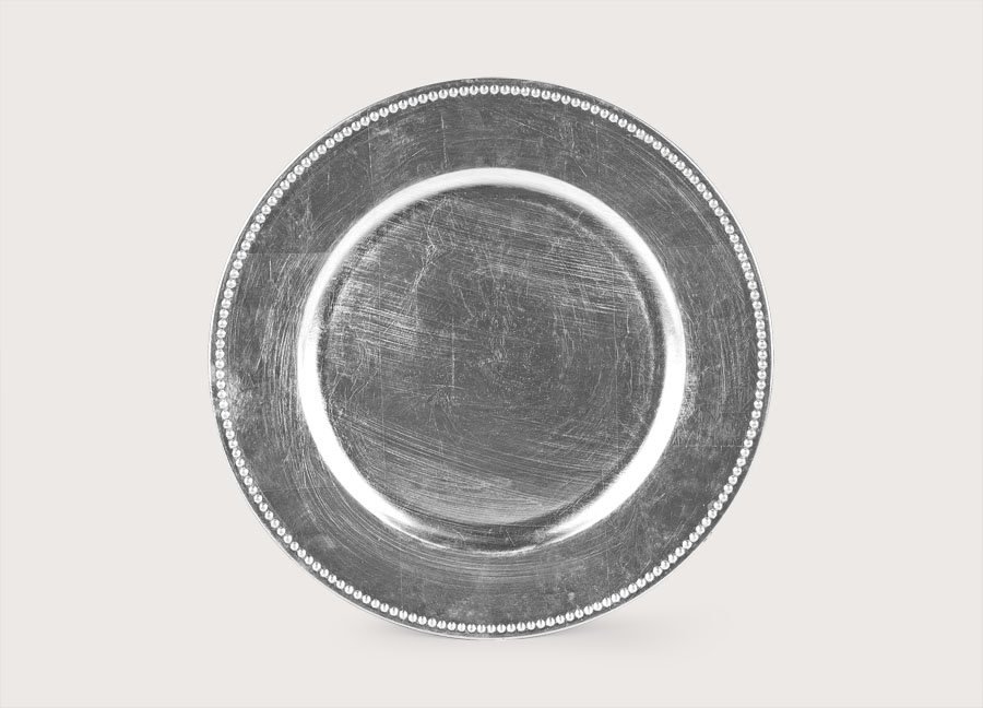 Talerz plastikowy ozdobny 33cm - srebrny