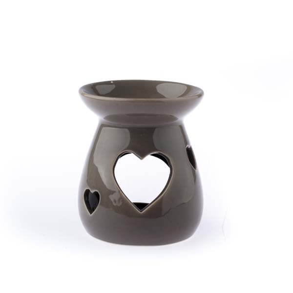 NoName Kominek ceramiczny serca 9,6 x 11 x 9,6 cm brązowy 614
