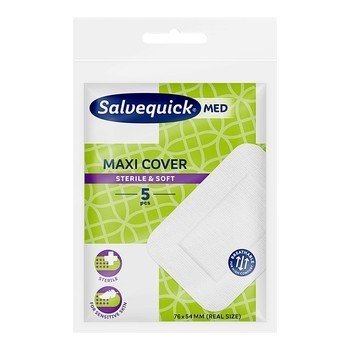 Salvequick MAXI COVER Plaster samoprzylepny z opatrunkiem 76 mm x 54 mm 5 szt