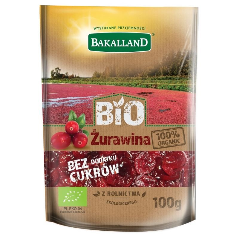 Bio Bakalland Żurawina suszona z zagęszczonym sokiem jabłkowym Bakalland 100g
