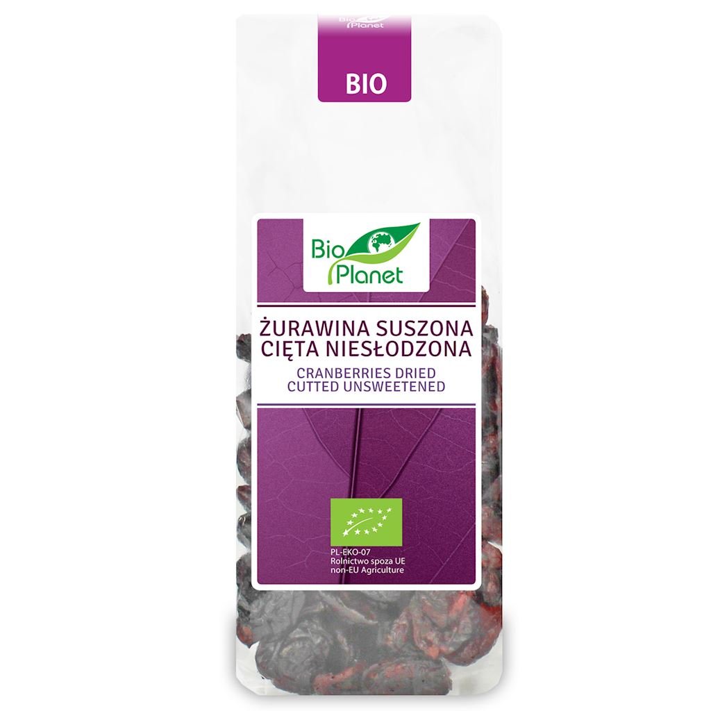 Bio Planet Żurawina Suszona Cięta Niesłodzona BIO 100g -