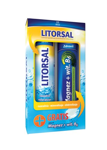 Natur Produkt Zdrovit litorsal x 24 tabl musujące + magnez z witaminą b6 x 24 tabl musujące GRATIS!