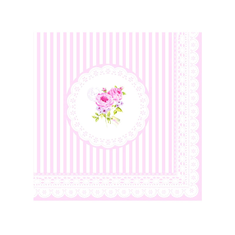 Nuova R2S R2S Serwetki deserowe 20 szt 33cm R2S Napkins różowe piwonie 414 RSE