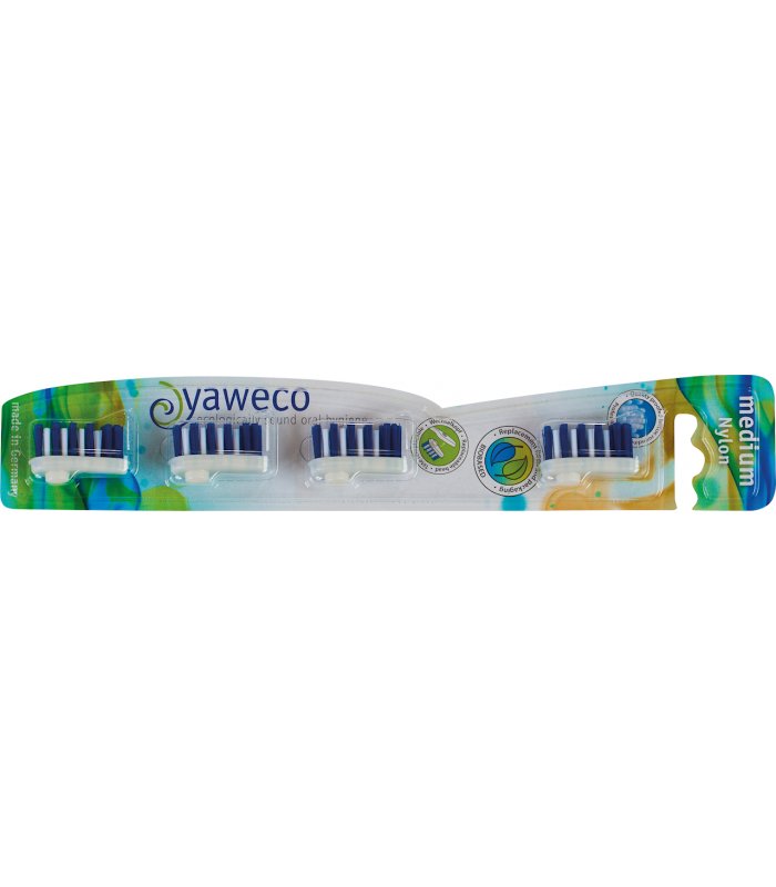 YAWECO (szczoteczki do zębów) GŁOWICA SZCZOTECZKI DO ZĘBÓW NYLONOWA ŚREDNIA (4 szt.) - YAWECO BP-4043408000483
