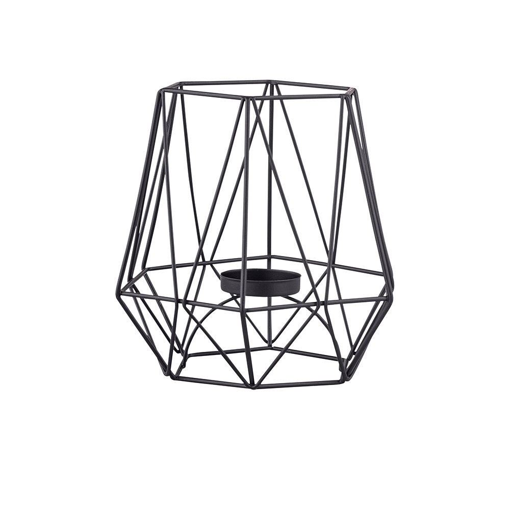 Świecznik metalowy ALTOM DESIGN, geometryczny, czarny, 13x13x15 cm