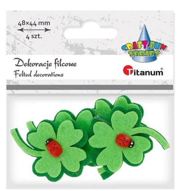 Titanum Filcowe dekoracje 3D koniczyny zielone 4szt