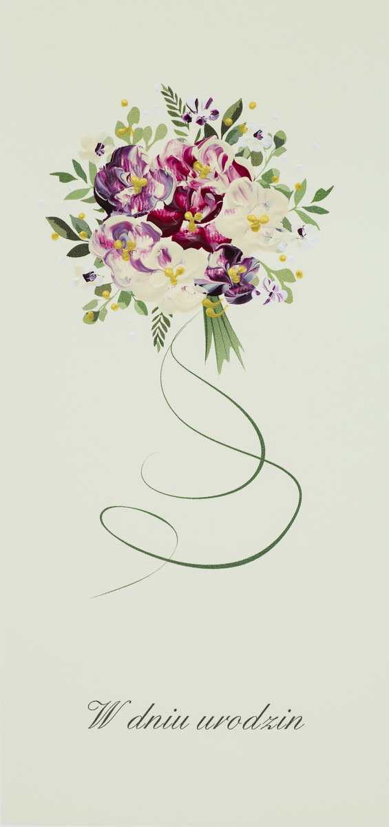 Karnet Urodziny DL U15 - Bukiet bordowy - MAK
