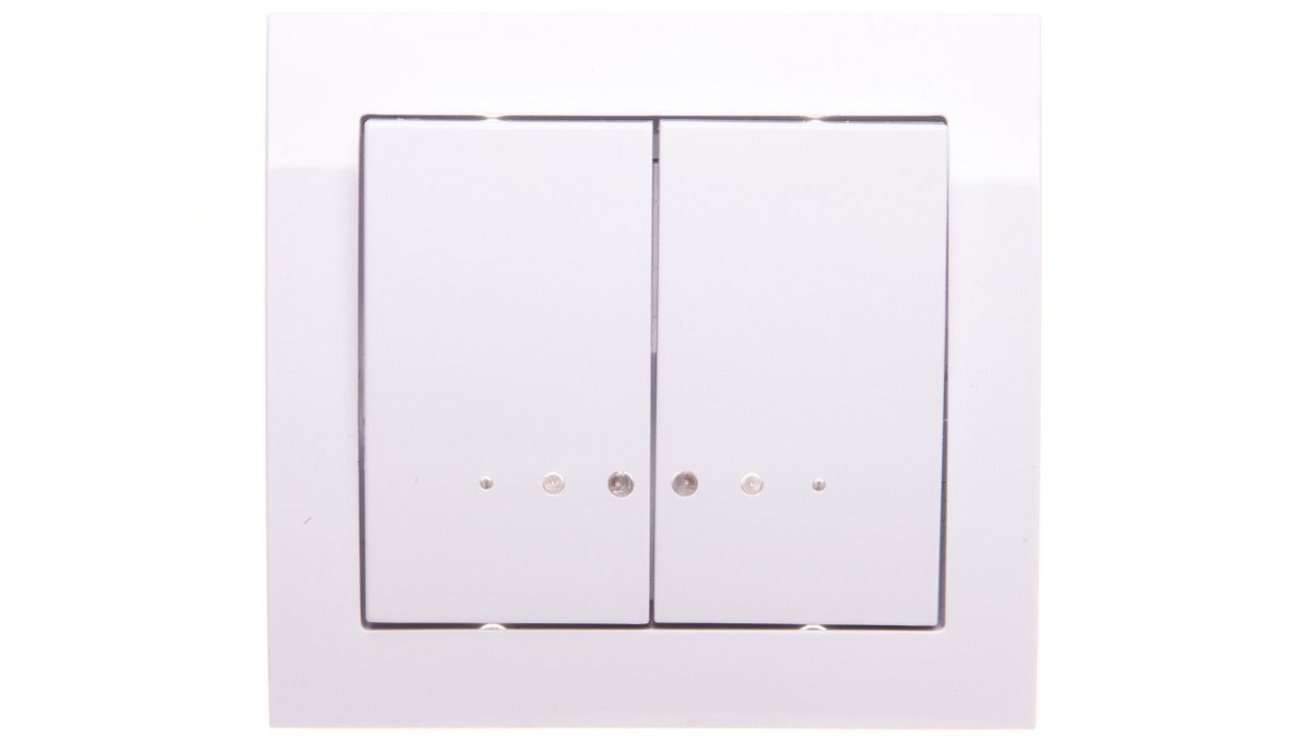 Ospel Włącznik podwójny z podświetleniem KIER biały