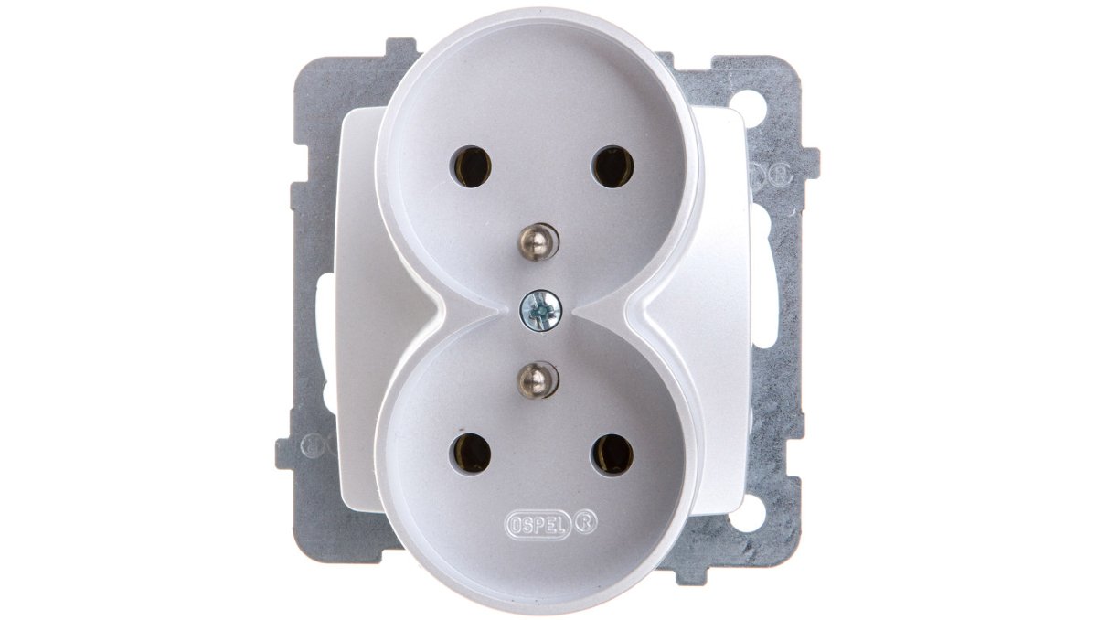 Ospel elektro Gniazdo Podwójne 2x2P+Z z uziemieniem - Karo GP-2SRZ/M/43